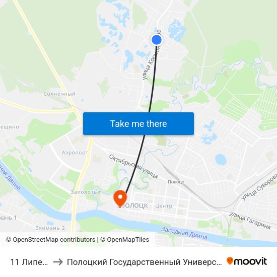 11 Липеня to Полоцкий Государственный Университет map
