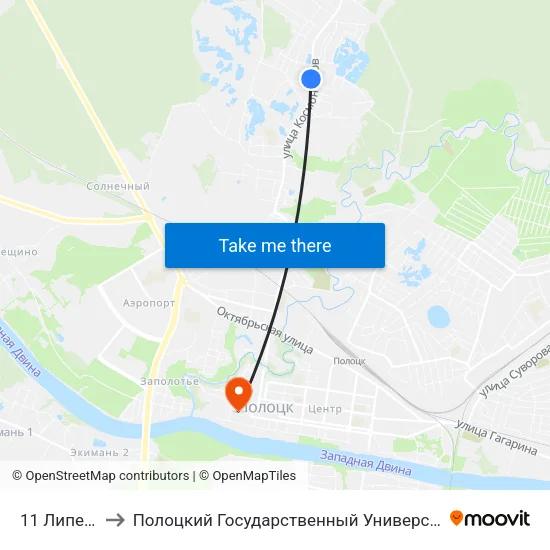 11 Липеня to Полоцкий Государственный Университет map