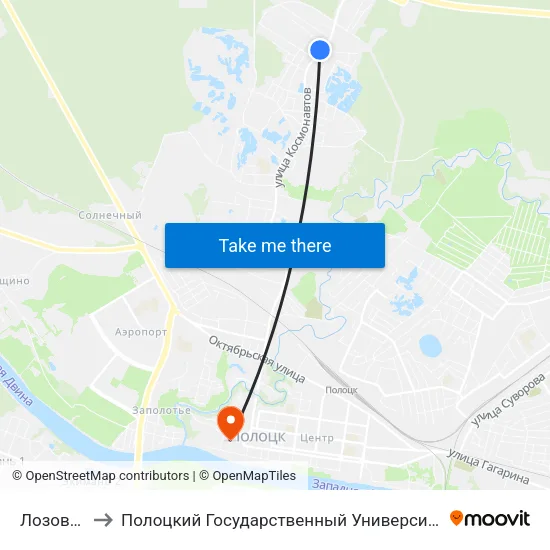Лозовка to Полоцкий Государственный Университет map