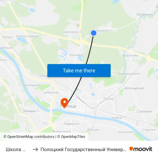 Школа №15 to Полоцкий Государственный Университет map