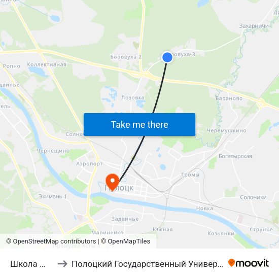 Школа №15 to Полоцкий Государственный Университет map