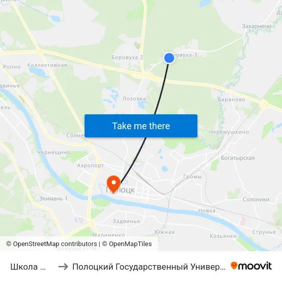 Школа №15 to Полоцкий Государственный Университет map
