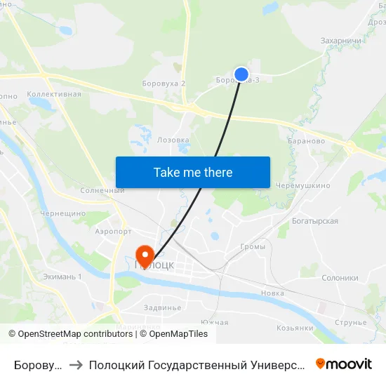 Боровуха to Полоцкий Государственный Университет map
