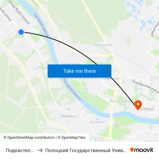 Подкастельцы to Полоцкий Государственный Университет map