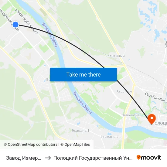 Завод Измеритель to Полоцкий Государственный Университет map