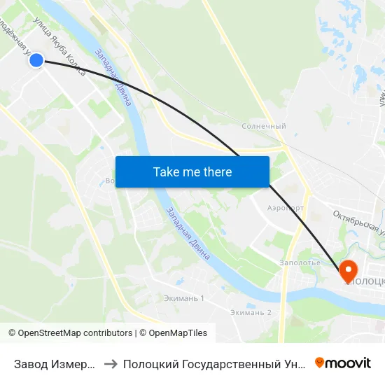Завод Измеритель to Полоцкий Государственный Университет map