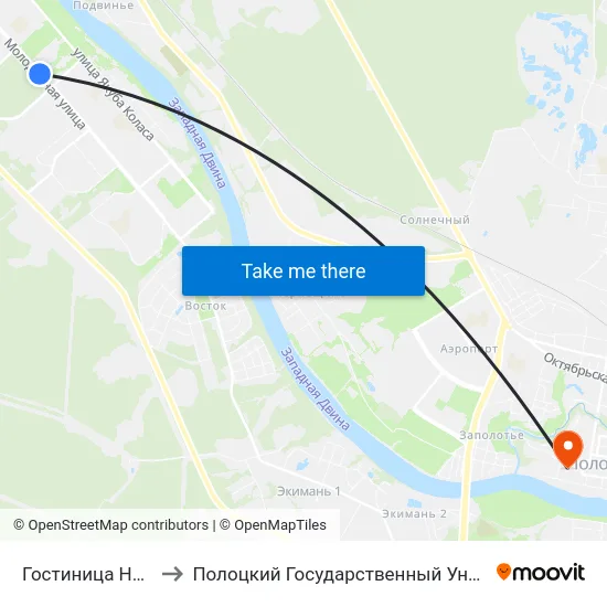 Гостиница Нафтан to Полоцкий Государственный Университет map