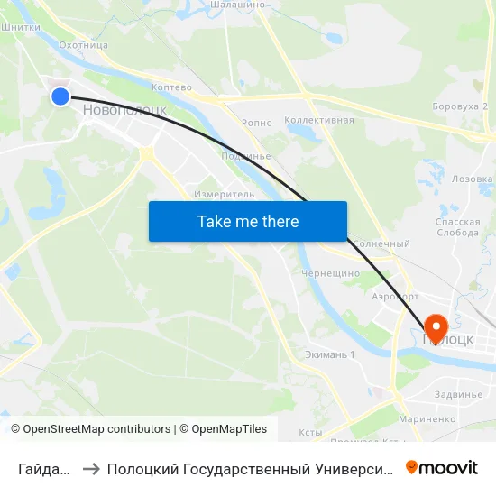 Гайдара to Полоцкий Государственный Университет map