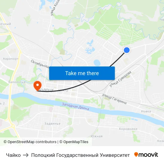 Чайко to Полоцкий Государственный Университет map