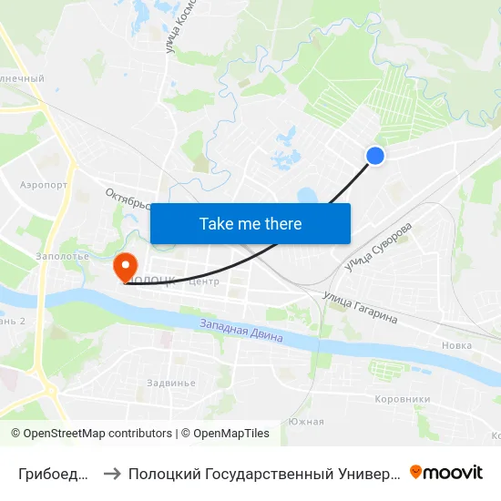 Грибоедова to Полоцкий Государственный Университет map