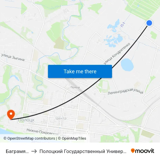 Баграмяна to Полоцкий Государственный Университет map