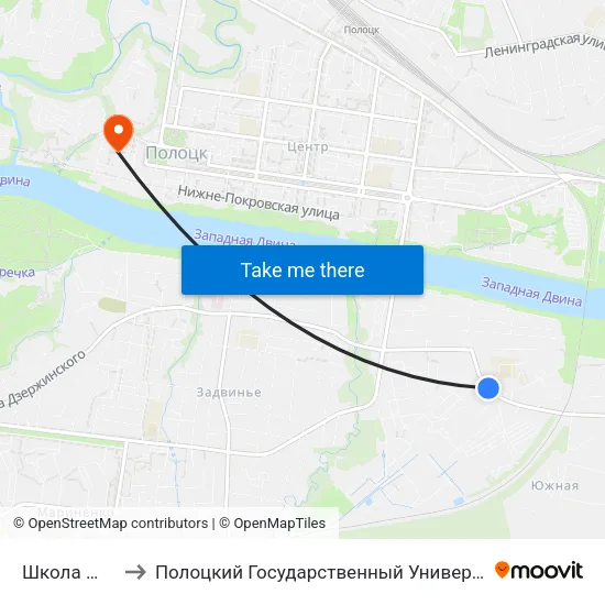Школа №11 to Полоцкий Государственный Университет map