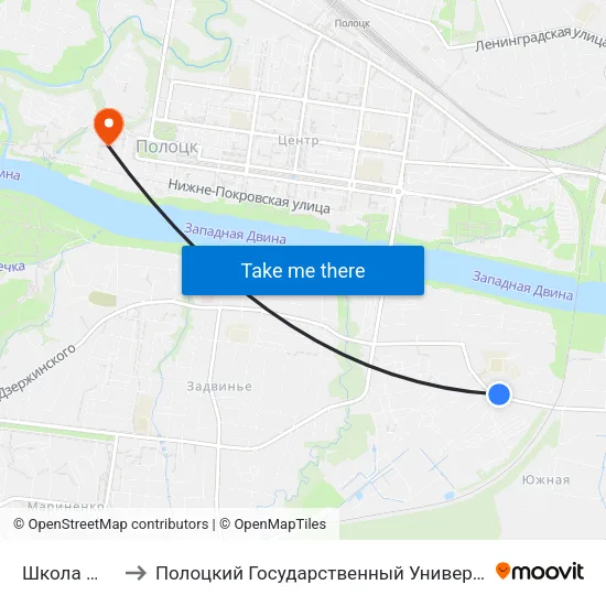 Школа №11 to Полоцкий Государственный Университет map