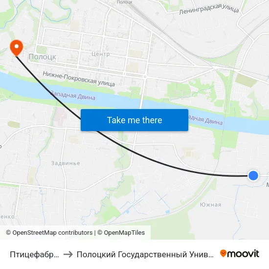 Птицефабрика to Полоцкий Государственный Университет map