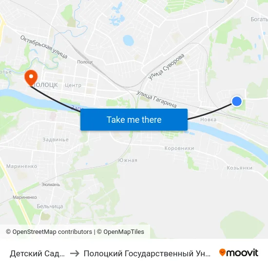 Детский Сад №23 to Полоцкий Государственный Университет map
