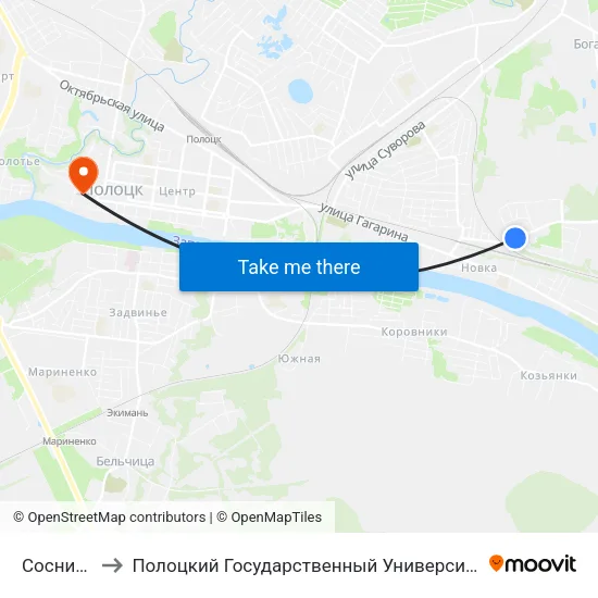Сосница to Полоцкий Государственный Университет map