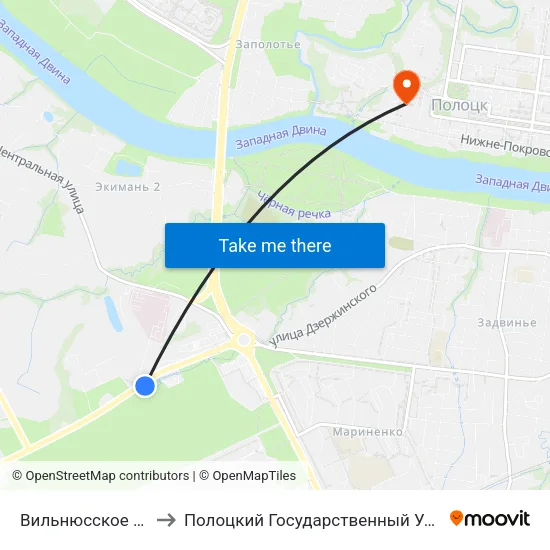 Вильнюсское Шоссе to Полоцкий Государственный Университет map