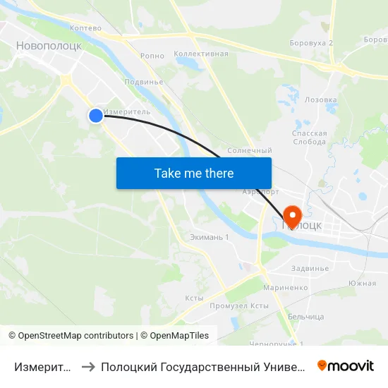 Измеритель to Полоцкий Государственный Университет map