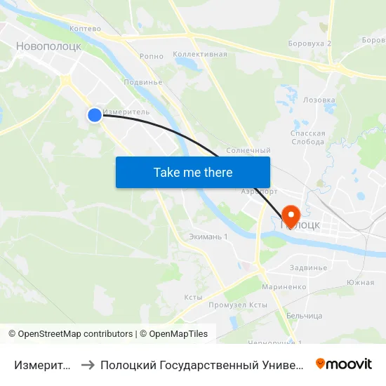 Измеритель to Полоцкий Государственный Университет map