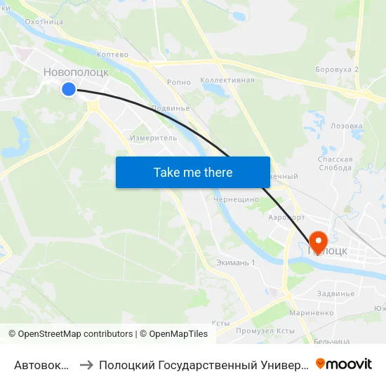 Автовокзал to Полоцкий Государственный Университет map