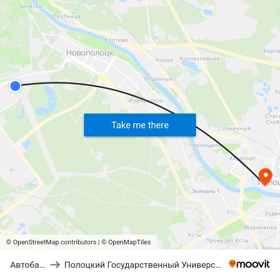 Автобаза to Полоцкий Государственный Университет map