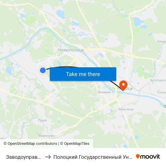 Заводоуправление to Полоцкий Государственный Университет map