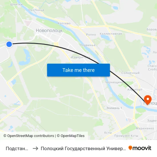 Подстанция to Полоцкий Государственный Университет map