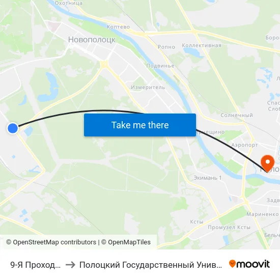 9-Я Проходная to Полоцкий Государственный Университет map