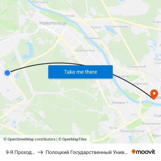 9-Я Проходная to Полоцкий Государственный Университет map