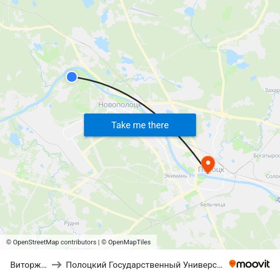Виторжье to Полоцкий Государственный Университет map