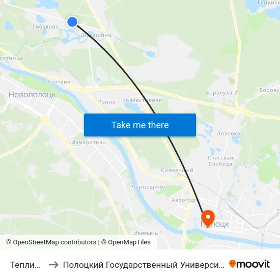 Теплицы to Полоцкий Государственный Университет map