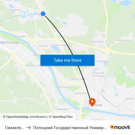 Гамзелево to Полоцкий Государственный Университет map