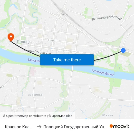 Красное Кладбище to Полоцкий Государственный Университет map