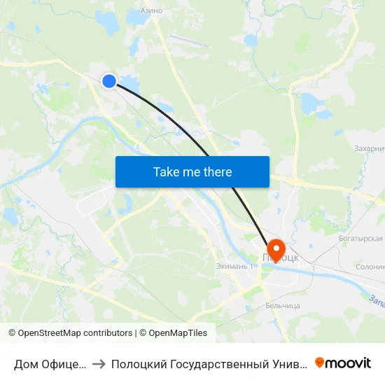 Дом Офицеров to Полоцкий Государственный Университет map