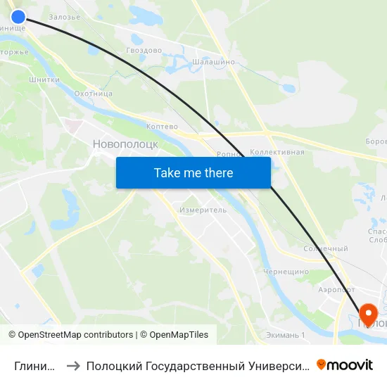 Глинище to Полоцкий Государственный Университет map