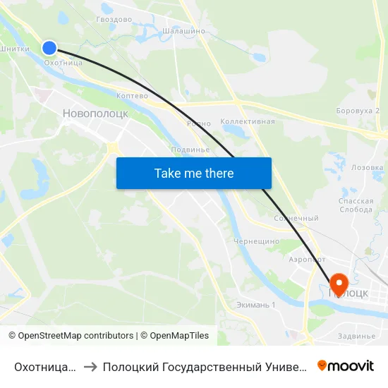 Охотница Пт to Полоцкий Государственный Университет map