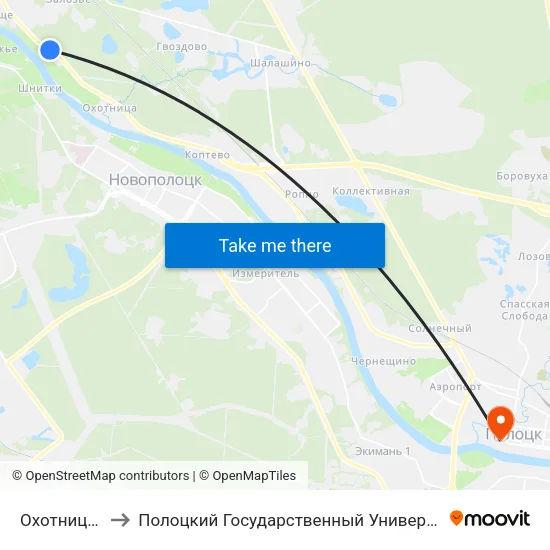 Охотница-2 to Полоцкий Государственный Университет map