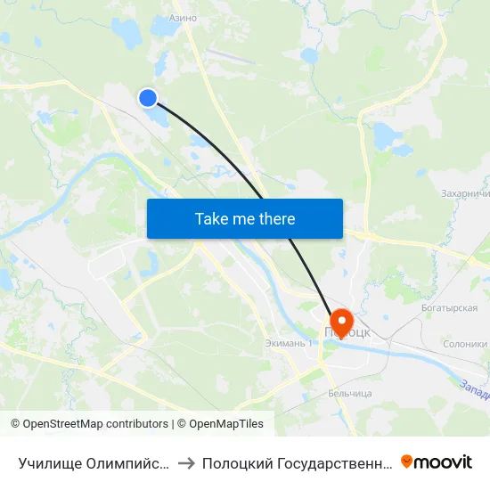 Училище Олимпийского Резерва to Полоцкий Государственный Университет map