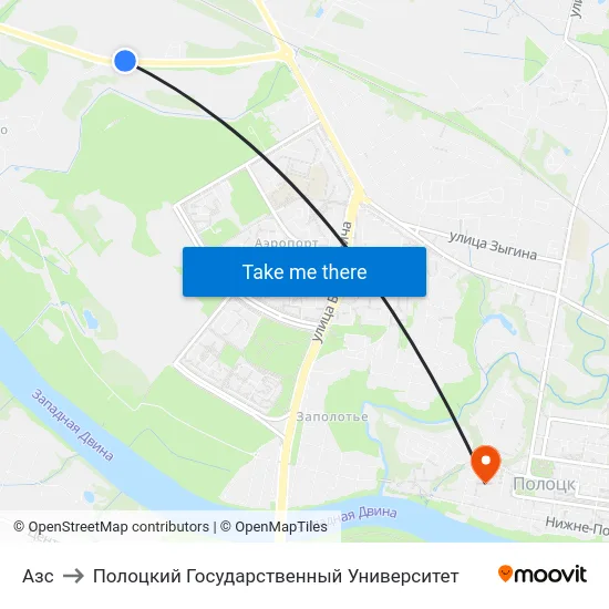 Азс to Полоцкий Государственный Университет map