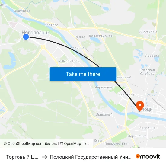 Торговый Центр to Полоцкий Государственный Университет map
