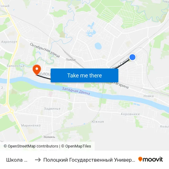 Школа №12 to Полоцкий Государственный Университет map