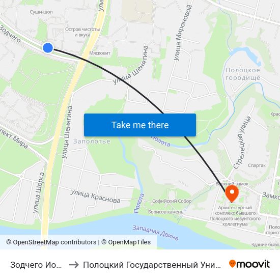 Зодчего Иоанна to Полоцкий Государственный Университет map