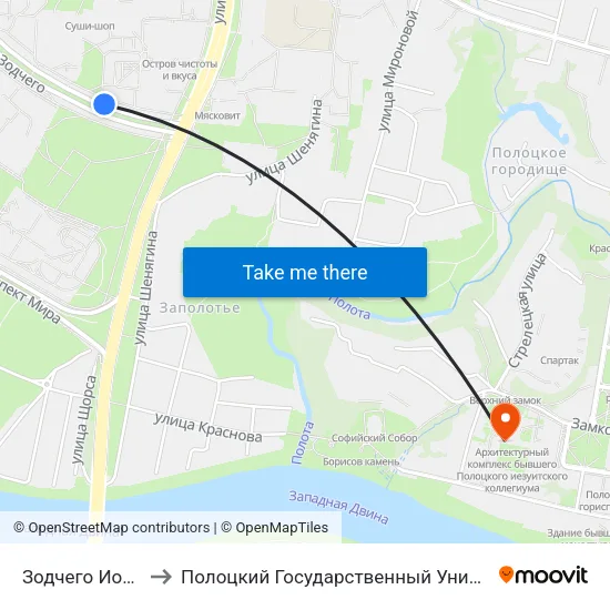 Зодчего Иоанна to Полоцкий Государственный Университет map