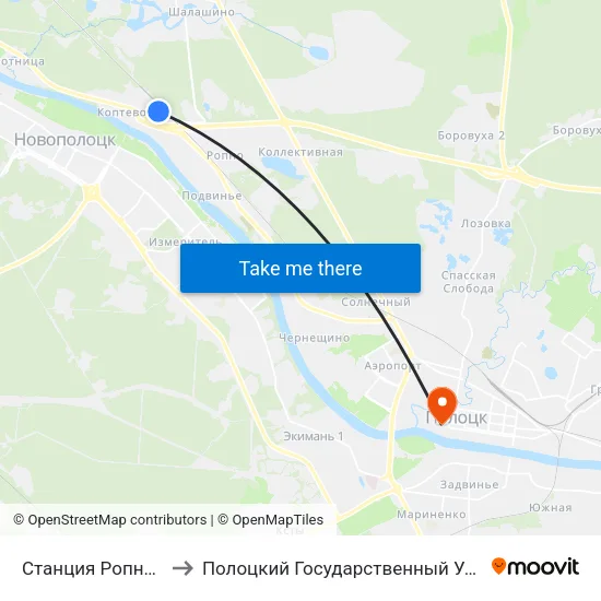 Станция Ропнянская to Полоцкий Государственный Университет map