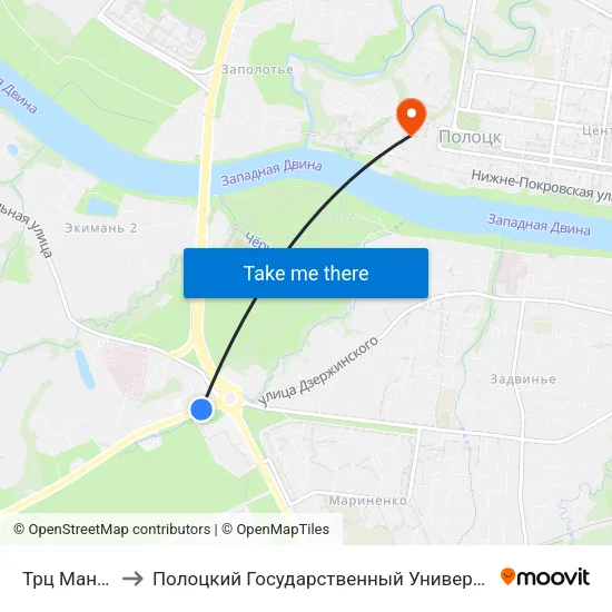 Трц Манеж to Полоцкий Государственный Университет map