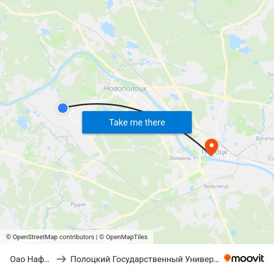 Оао Нафтан to Полоцкий Государственный Университет map