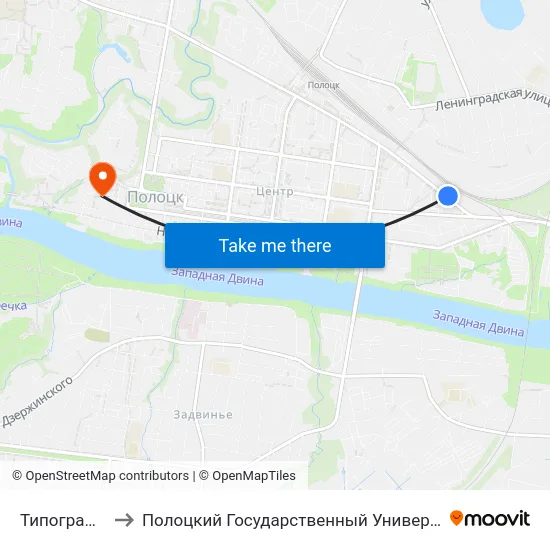 Типография to Полоцкий Государственный Университет map