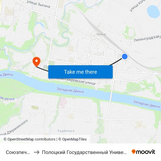 Союзпечать to Полоцкий Государственный Университет map