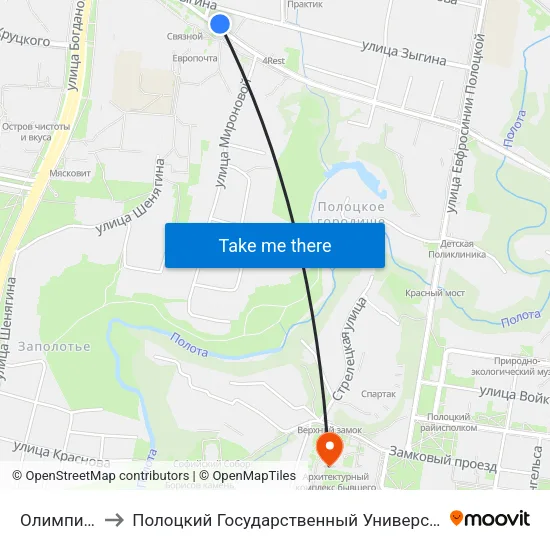 Олимпиец to Полоцкий Государственный Университет map