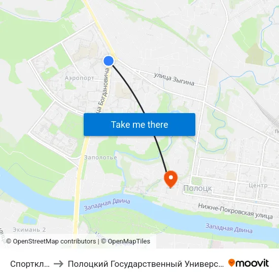 Спортклуб to Полоцкий Государственный Университет map